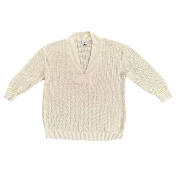 Cabi Sweater Women’s Ivory Size XL Croquet Pullover Alabaster Cotton V-Neck - Picture 2 of 4
